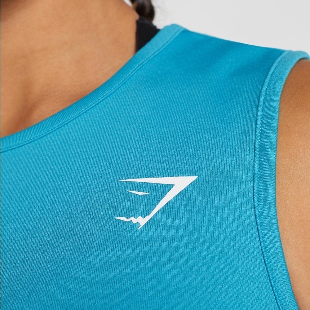 Gymshark TRAINING CROP TANK top comet blue size Small - Picture 12 of 12